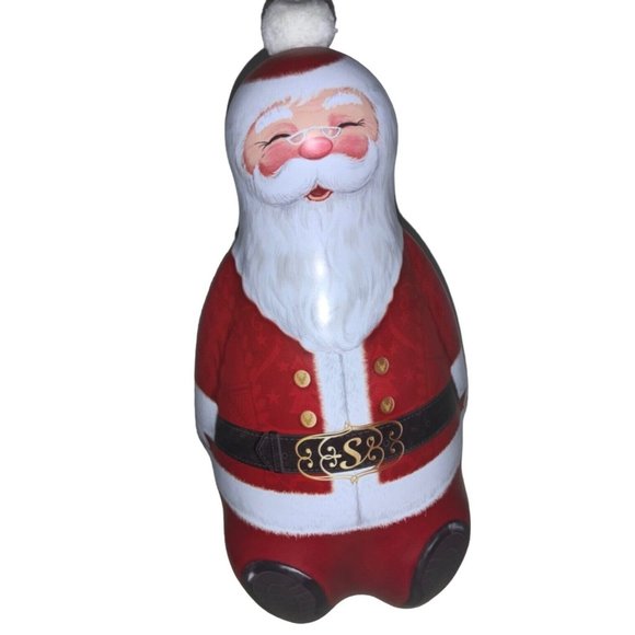 Christmas Santa Shaped Tin Gift Package Box Roly Poly EMPTY - Picture 1 of 6